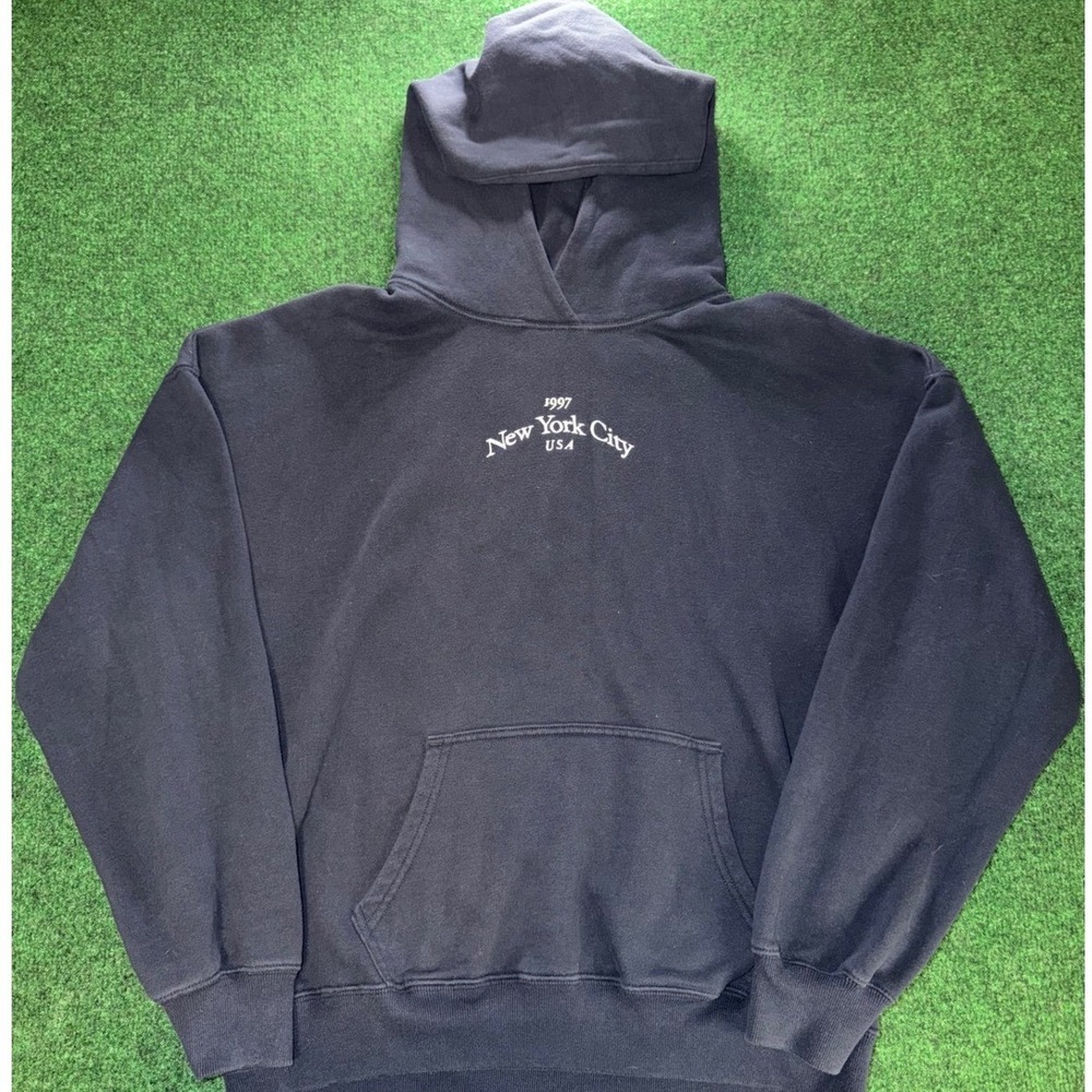 Hollister Mens 1997 New York City Hoodie Navy Blue Fleece Sweatshirt Small